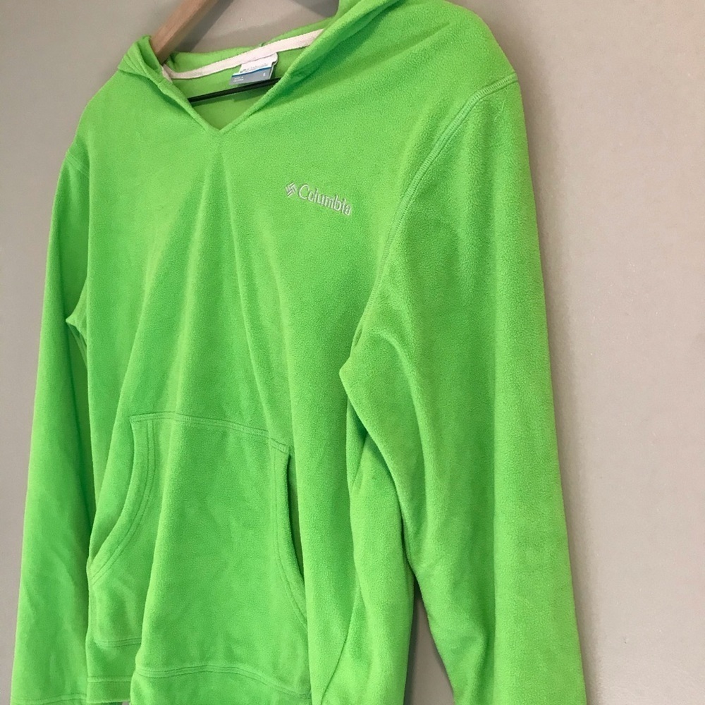 GUC Columbia Lime Green Fleece Hoodie Size Small - Picture 7 of 10